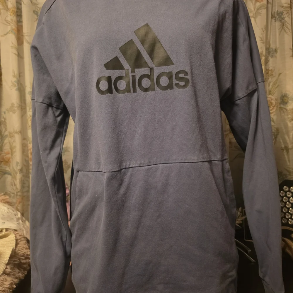 adidas Blue Logo Pullover Sweatshirt Mens Small Womens Large
